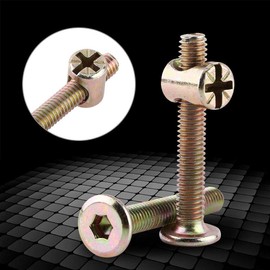 10 Pcs M6 Carbon Steel Hex Socket Head Screws Furniture Bolts Crib with Barrel Nuts Dowel Nut Connector Fastener (90mm)