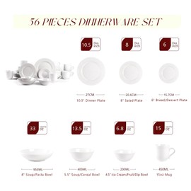HomeVss, Pearl Dots Stoneware Dinnerware Set (56pc Set, White)