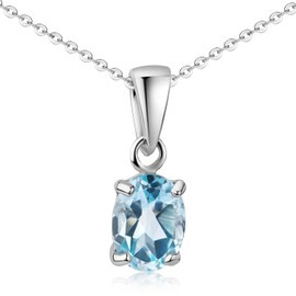 MATERIA by Matthias Wagner Women's Blue Topaz Pendant 925 Silver Rhodium-Plated Gemstone, Gemstone, blue topaz