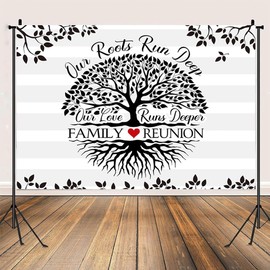 Our Love Runs Deeper Family Reunion Photo Background - Family Tree Leaves & Gathering Party Decoration - Welcome Home Party Backdrop (7x5FT)