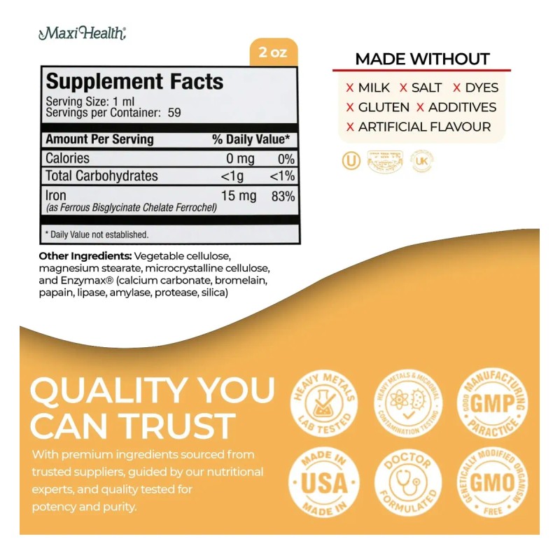 Maxi-health Liquid Iron Concentrate Supplement (2 Oz.) For M