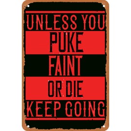 Gym Motivational Poster - Vintage Metal Tin Sign for Wall Decor - 8x12 Inch