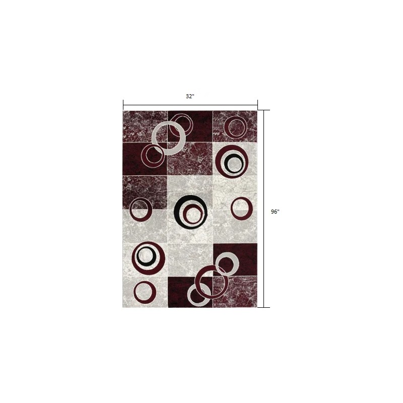 Homeroots 8' Red Abstract Power Loom Runner Rug