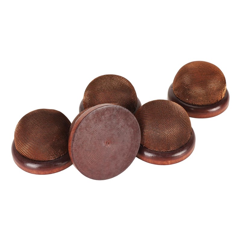 5Pcs Wooden Base Pin Cushion Cute Needle Holder Round Wooden