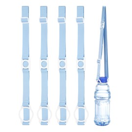 PATIKIL Water Bottle Lanyard, 4 Pcs Adjustable Holder Shoulder Strap with White Ring Buckle Carrier Clips for Hiking Walking Outdoor, Blue (2.5CM, 5.0CM)