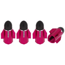 HEROFFIX 4 Pcs Rocket Launcher Style Tire Valve Stem Caps Decorative Tyre Valve Dust Covers 7x28mm Rose Red Aluminum Alloy