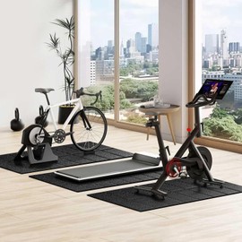 Bike/Treadmill Mat 63x30,Compatible with Peloton, 1/4“Thick Bike Mat for Hardwood Floors Protector, Trainer Pad for Under Stationary Spin Bike on Carpet, Exercise Equipment Mat, Noise Shock Absorption