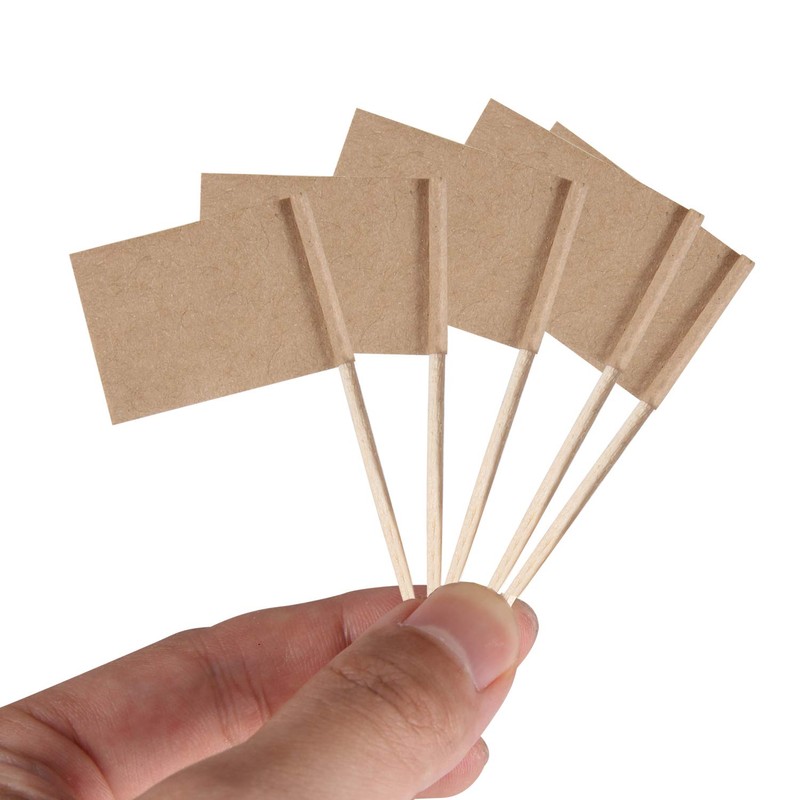 Senkary 100 Pack Blank Toothpick Flags Kraft Paper Food Signs
