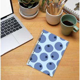 KRHFG Blueberry Spiral Notebook, Kids Notebooks for Girls, Fruit Lover Gifts Journals for Writing, Blueberry Gifts Notebook for Note Taking, Blue Office Supplies, 5.5x8.3 Inch
