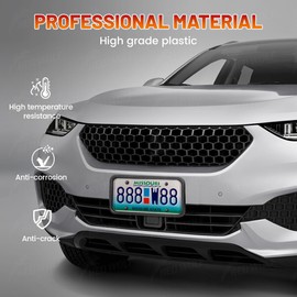 RED WOLF Front License Plate Bracket Frame Fit for US License Plate for SUV Pickup Truck Trailer Reinforce Tag Holder Without Obstruction Rustproof w/Screw Accessories Not for Bumpers w/radians