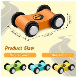 Zhanmai 4 Pieces Wooden Mini Car Ramp Race Track Toys for Aged 1 2 3, Race Party Present Wooden Car Ramp Mini Racer Play Set Replacement