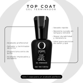 Duo Top Coat + Base Coat Organic Nails 15g 2pzs Color Transparente
