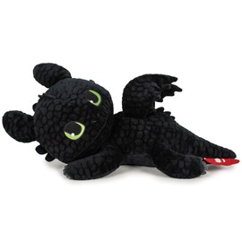 TA&MA How to Train Your Dragon - Black Night Dragon Inspired by Toothless - Cuddly Toy & Stuffed Toy - Various Models & Sizes - Soft Plush Toy for Children & Fans (Lying 30 cm)