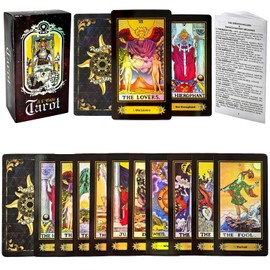 VOVOH Tarot Cards Deck, 78 Holographic Classic Tarot Cards with Surface Laser with English Edition Guidebook for Beginners (English Edition)