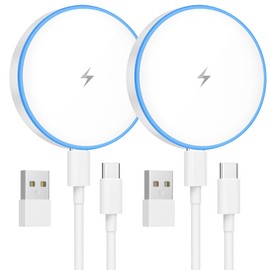 MagSafe Charger 2 Pack 15W Magnetic Wireless Charger Fast Charging Pad Compatible with iPhone 16/15/14/13/12 Series & AirPods 3/2/Pro Magnetic MagSafe Charging Pad with Dual Ports