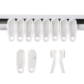 White Traverse Rod Slides Curtain Track Glider Hooks for Curtains(50 Pack)…