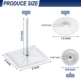 PATIKIL 300pcs Self Stick Insulation Pins 2-1/2inch, 1.5 Inch Self Locking Washers Round 7/8 Inch Aluminum Insulation Hangers Cap Washers for Foam Board Wall Floor Ceiling 100Set/300 pcs