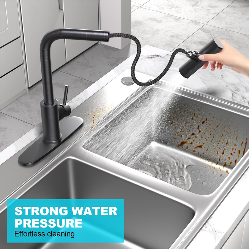 AVSIILE Single Hole Kitchen Faucets with Pull Down Sprayer, Single