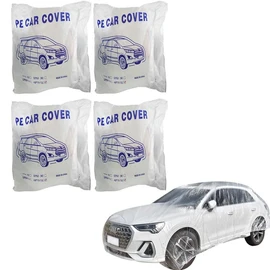 Zieichy 4Packs Disposable Car Cover ，Clear Plastic Car Cover，Temporary Universal Rain Dust Garagefor SUV Sedan Mini Van (16 ft x 24.5ft)