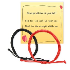 HuaCare 2Pcs Adjustable Red String & Black Braided Bracelets Set, Bohemian Friendship Bracelet, Matching Couple Bracelets for Good Luck, Protection, Unisex Design for Women, Men and Kids