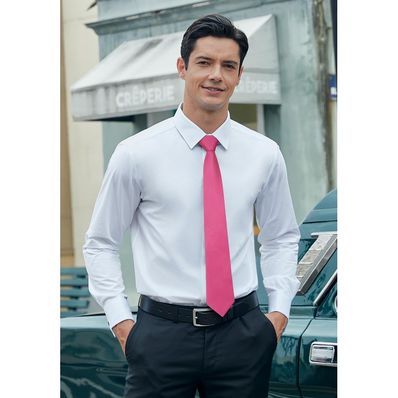 HISDERN Men's Wedding Ties and Pocket Square Solid Tie Cufflinks