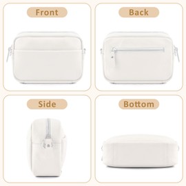 BROTOU Crossbody Bag for Women Leather Handbag & Shoulder Bag with Adjustable Wide Strap, Chain Strap & 3-Slot Card Holder, Camera Cross Body Bag (White)