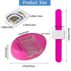 Hilltian 2 Pieces Magnetic Pin Cushion, Magnetic Pin Holder with Pin Cushion Wristband for Sewing, Pink