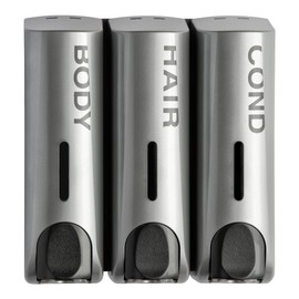 Trio Wall Mounted Shampoo Soap Shower Dispensers with 3x350ml Refillable Bottles,Silver