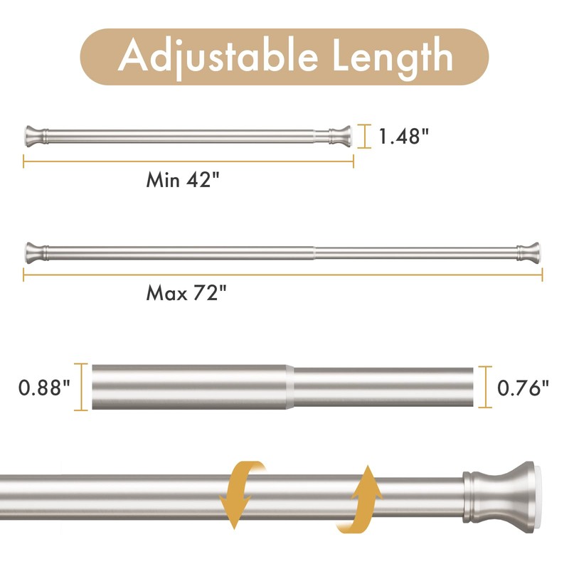 Amazer Spring Tension Shower Curtain Rod, 42-72 Inches Rust-Resistance Tension