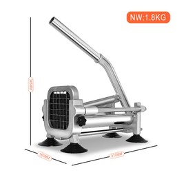 Botiliceer French Fry Cutter, Stainless Steel Heavy Duty Manual Potato Slicer, Commercial 1/2 3/8 and 1/4 Inch Blades Potato Cutter with Brush, Wrench and Sucker (1/2"&1/4"&3/8" cutter)