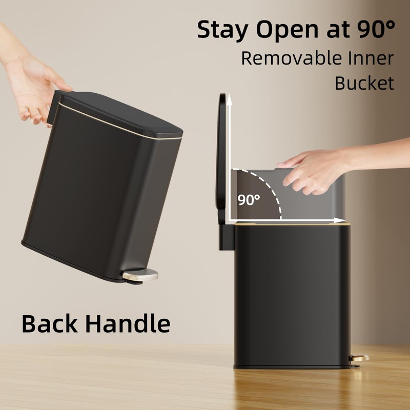 KSSKSS Small Bathroom Trash Can with Lid Soft Close, Step
