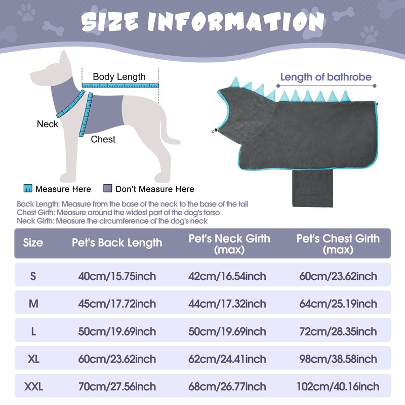 HezzLuv Microfibre Dog Bathrobe, Quick Drying, Adjustable Dog Towel, Extra