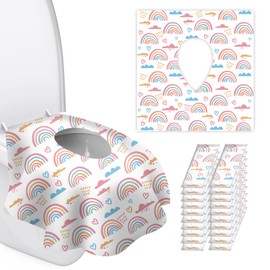 20 Pack Toilet Seat Covers Disposable for Kids Toddlers & Adults, Extra Large Waterproof Toilet Cover Individually Wrapped Travel Essential Portable Potty Training in Public Restrooms, Trip - Rainbow