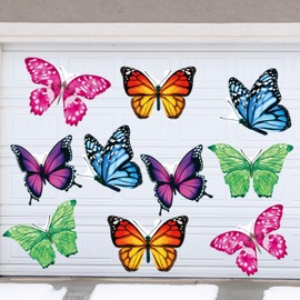 Crtiin 10 Pcs 12 Inch Butterfly Garage Door Magnets Magnetic Garage Door Decor Magnet Butterfly Door Decorations Car Magnet Sticker for Refrigerator Decor