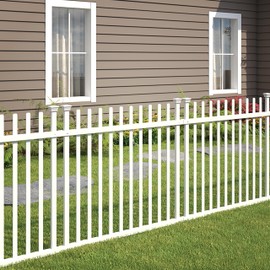 41in H x 44in W (2 Panels) No Dig Zippity Burbank Fence Kit, No Dig Fence Panels, White Vinyl Fences for Yard, Temporary Fence for Backyard, White Picket Garden Border, DIY Fence ZP19057