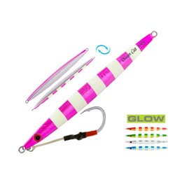 OceanCat Deep Water Fast Slow Metal Lead Jig Jigging Fishing Lures 5 Colors 5 Lines Glow 100g/150g/200g 240lb (Pink, 100g)