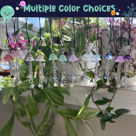 Agromusk Jellyfish Phone Charm,Y2K Beaded Phone Strap Cute Jelly Phone Charms Aesthetic Cell Phone Accessories Chain for Women(Light Blue)