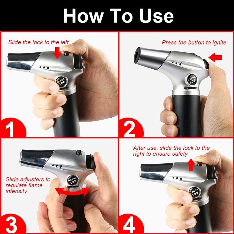 Blow Torch, Home-Grade Kitchen Cooking Torch with Lock Adjustable Flame