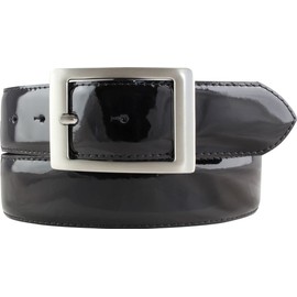 BELTINGER Patent Leather Belt with Double Buckle 4 cm Shiny Leather Belt 40 mm Men's Elegant Belt Made in Italy, Leather