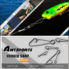 AMYSPORTS Line Connector Fishing Snap Stainless High Strength Snaps Swivels Saltwater Quick Change Fishing Snap Clip Freshwater Black Nickel 100pcs 176lbs