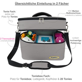 PUNALU Large Bag for Toniebox with Protective Film Suitable for Toniebox, Space for 68 Tonies, Set Toniebox Bag + Toniebox Sticker (Tiger)