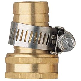 cozyou 2 Pack 1/2 Inch Brass Female Thread Hose Repair Mender Hose Connectors with Stainless Clamp