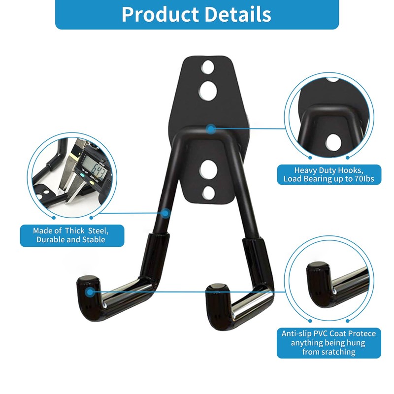 GeeWatom 2 Pack Garage Storage Utility Hooks，Garage Garden Tool Organizer，Steel
