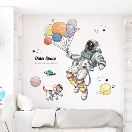 DaraBaby Vinil Decorativo Astronauta Planetas Habitación Niño Bebe