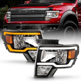 KEEKPO - For 2009-2014 Ford F150 Upgrade LED Tube Sequential Siganl Headlights Headlamps w/Greeting Light Left+Right