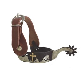 AJ Tack Wholesale Praying Cowboy Antique Brown Spur Strap Set - Mens