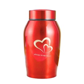 Exclusive pet urn, for dogs, cat and pets I Stainless steel 18cm tall with a secure screw-tight cap Keepsake Urn I Elegant remembrance gift and home display for a dignified tribute (Metallic Red)