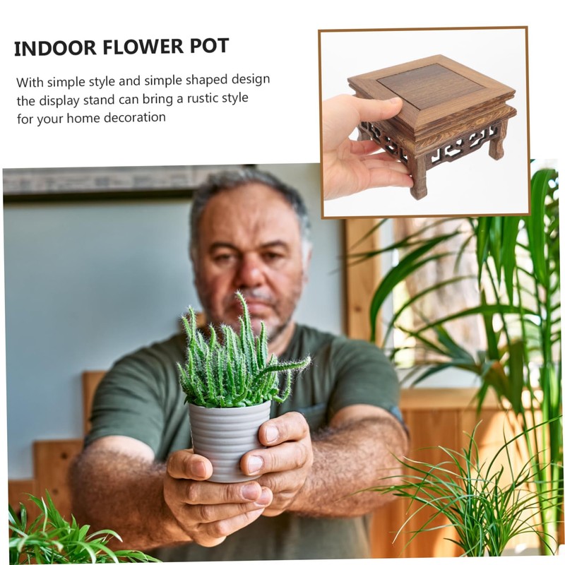 CAXUSD Wooden Planter Stand Rustic Flower Pot Holder for Home