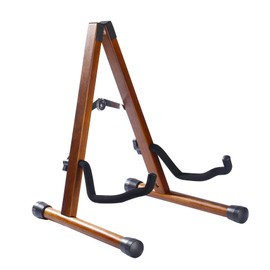 Guitar Stand, A Frame Folding Guitar Holder Adjustable Display Stand, Safe Non-Slip Portable Universal Stringed Instrument Stand with Bass, Banjo, Cello, Ukulele (A Type- Brown)