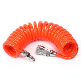 SNS Air Hose, Air Tool Hose, Air Tool, Spring Type, Inner Diameter 0.2 x Outer Diameter 0.3 inches (5 mm) x Outer Diameter 0.3 inches (8 mm), 6.9 ft (3 m), Orange Compressor Hose